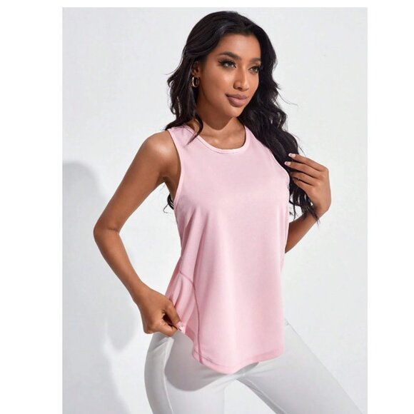 SHEIN Running Solid Racerback Sports Tank Top - Picture 1 of 6